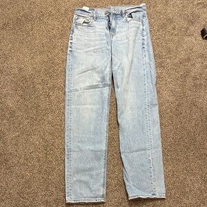 American Eagle Outfitters Light Wash Denim Super High Rise Straight Jeans